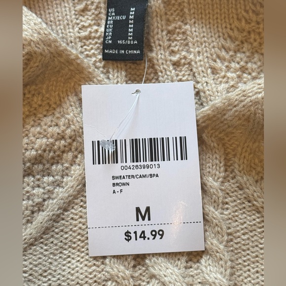 Forever 21 Size Medium Soft Crochet Sweater Tank Top NEW w/ Tag  Beige/light tan - Picture 3 of 8